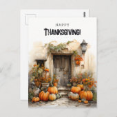秋カボチャHappy Thanksgiving ポストカード (正面/裏面)