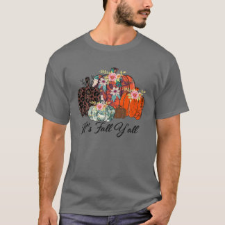 秋カボチャLeopardそれが秋Y'all Leopard Pump Tシャツ