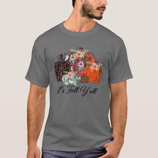 秋カボチャLeopardそれが秋Y'all Leopard Pump Tシャツ (正面)