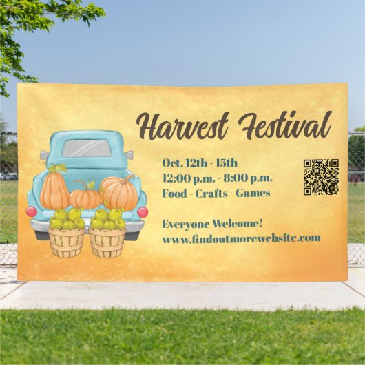 秋カボチャQRコードオータムハーベストフェスティバル 横断幕 (外側)