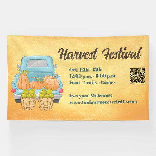 秋カボチャQRコードオータムハーベストフェスティバル 横断幕 (横)