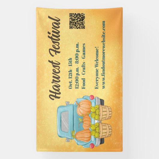 秋カボチャQRコードオータムハーベストフェスティバル 横断幕 (縦)