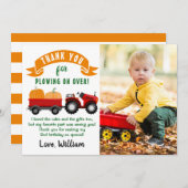 秋カボプキントラクターファーム誕生日写真 サンキューカード (正面/裏面)