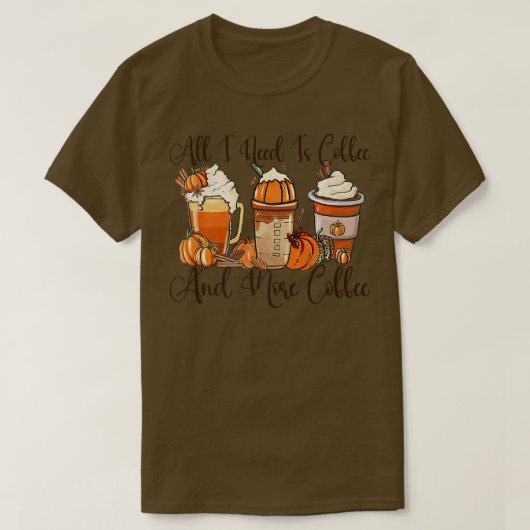 秋カボンプキンスパイス感謝祭おもしろいコーヒー Tシャツ (デザイン正面)