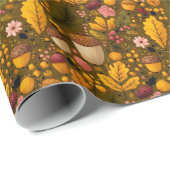 秋カラフルのどんこ離れと花柄 ラッピングペーパー (ロールコーナー)