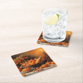 秋カラフルのカボチャ スクエアペーパーコースター (インサイチュ)