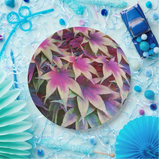 秋カラフルのメープル葉フローラ ペーパープレート (パーティー)