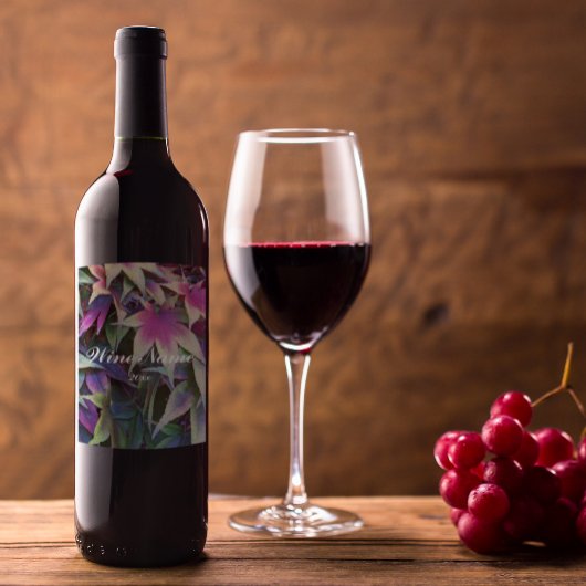 秋カラフルのメープル葉フローラ ワインラベル