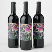 秋カラフルのメープル葉フローラ ワインラベル (ボトル)