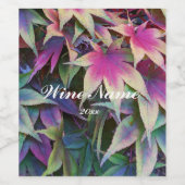 秋カラフルのメープル葉フローラ ワインラベル (シングルラベル)