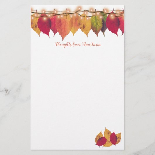 秋カラフルの季節の葉ホタルライト 便箋 (正面)