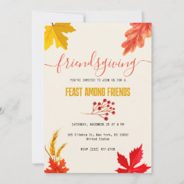 秋カラフルの感謝祭 招待状