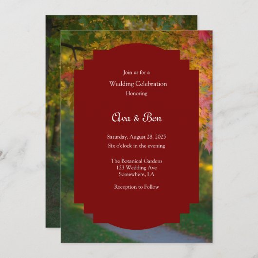 秋カラフルの日の結婚お祝い 招待状 (正面/裏面)