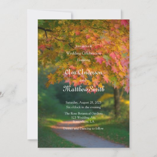 秋カラフルの日の結婚お祝い 招待状 (正面)