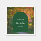 秋カラフルの日結婚の スタンダードカクテルナプキン (正面)