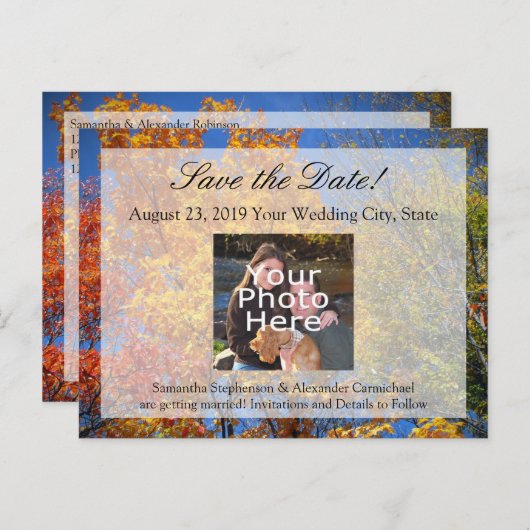 秋カラフルの木が日を守る 案内ポストカード (正面/裏面)