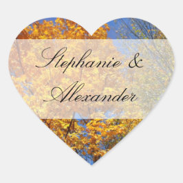 秋カラフルの木 ハートシール