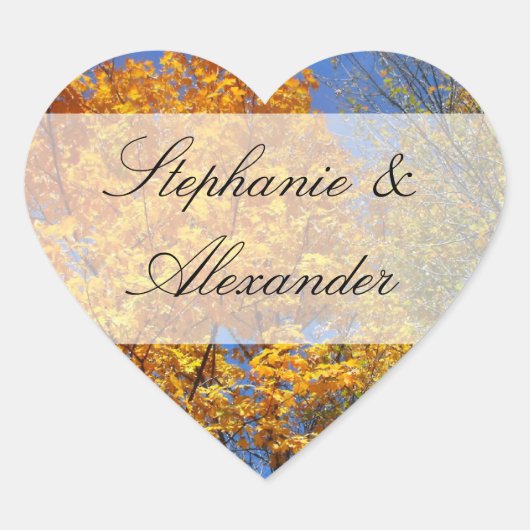 秋カラフルの木 ハートシール (正面)