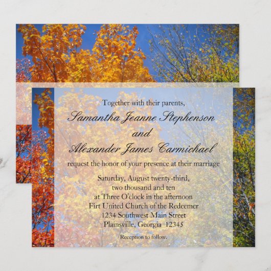 秋カラフルの木 招待状 (正面/裏面)