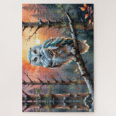 秋カラフルの森の雪ふくろ ジグソーパズル (縦)