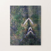 秋カラフルの湖の丸太と反射の場 ジグソーパズル (縦)