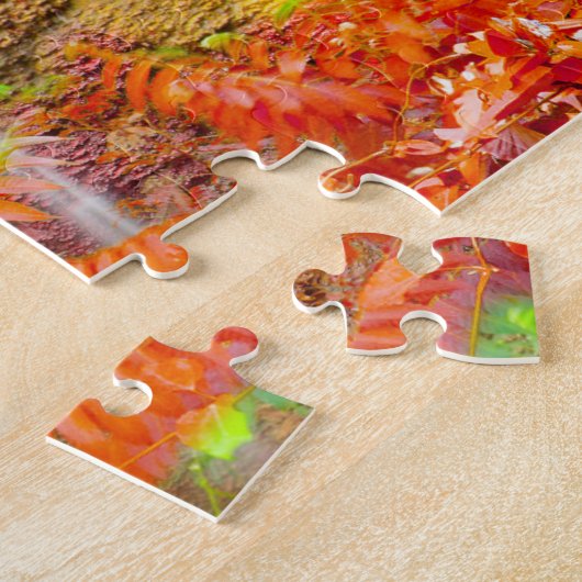 秋カラフルの滝景観旅行自然 ジグソーパズル (側面)