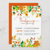 秋カラフルの紅葉サンクスギビング シーズンカード (正面/裏面)