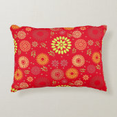 秋カラフルの花を暖かい色合いに アクセントクッション (正面)
