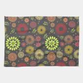 秋カラフルの花を暖かい色合いに キッチンタオル (横)