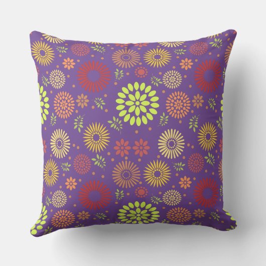 秋カラフルの花を暖かい色合いに クッション (裏面)