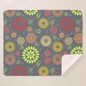 秋カラフルの花を暖かい色合いに シェルパブランケット (正面(横))