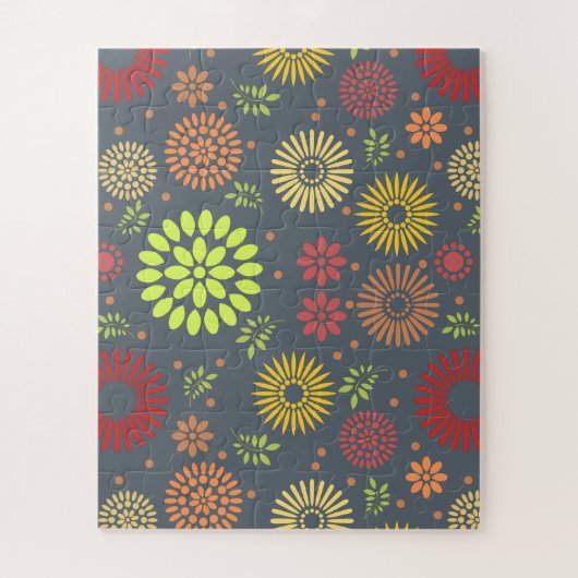 秋カラフルの花を暖かい色合いに ジグソーパズル (縦)