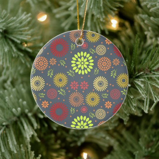 秋カラフルの花を暖かい色合いに セラミックオーナメント (ツリー)