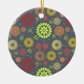 秋カラフルの花を暖かい色合いに セラミックオーナメント (正面)