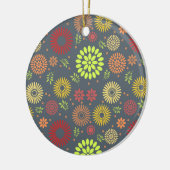 秋カラフルの花を暖かい色合いに セラミックオーナメント (左)