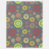 秋カラフルの花を暖かい色合いに フリースブランケット (正面)