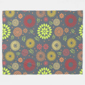 秋カラフルの花を暖かい色合いに フリースブランケット (正面(横))