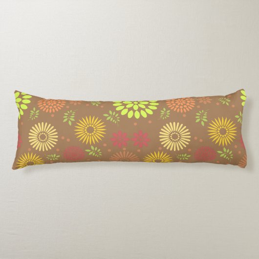 秋カラフルの花を暖かい色合いに ボディピロー (正面)