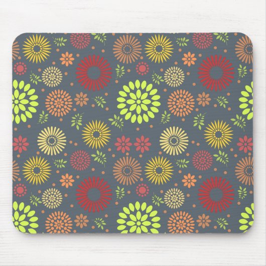 秋カラフルの花を暖かい色合いに マウスパッド (正面)