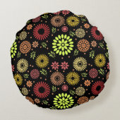 秋カラフルの花を暖かい色合いに ラウンドクッション (裏面)