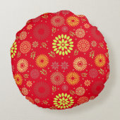 秋カラフルの花を暖かい色合いに ラウンドクッション (裏面)