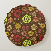 秋カラフルの花を暖かい色合いに ラウンドクッション (裏面)