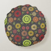 秋カラフルの花を暖かい色合いに ラウンドクッション (裏面)