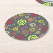 秋カラフルの花を暖かい色合いに ラウンドペーパーコースター (アングル)