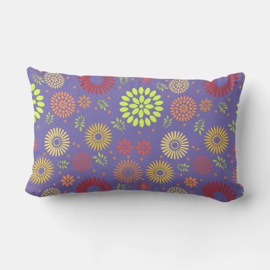 秋カラフルの花を暖かい色合いに ランバークッション (裏面)