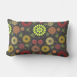 秋カラフルの花を暖かい色合いに ランバークッション