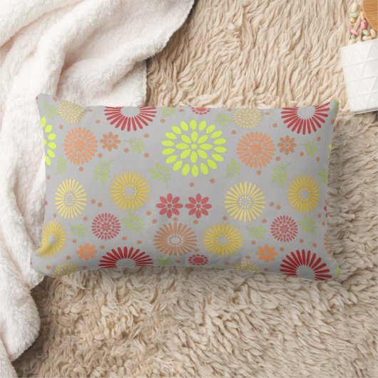 秋カラフルの花を暖かい色合いに ランバークッション (ブランケット)