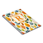 秋カラフルの葉モノグラムパーソナライズされた ノートブック (右側)