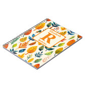 秋カラフルの葉モノグラムパーソナライズされた ノートブック (左側)