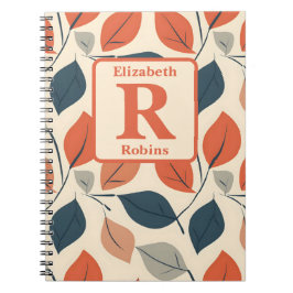 秋カラフルの葉モノグラムパーソナライズされた ノートブック